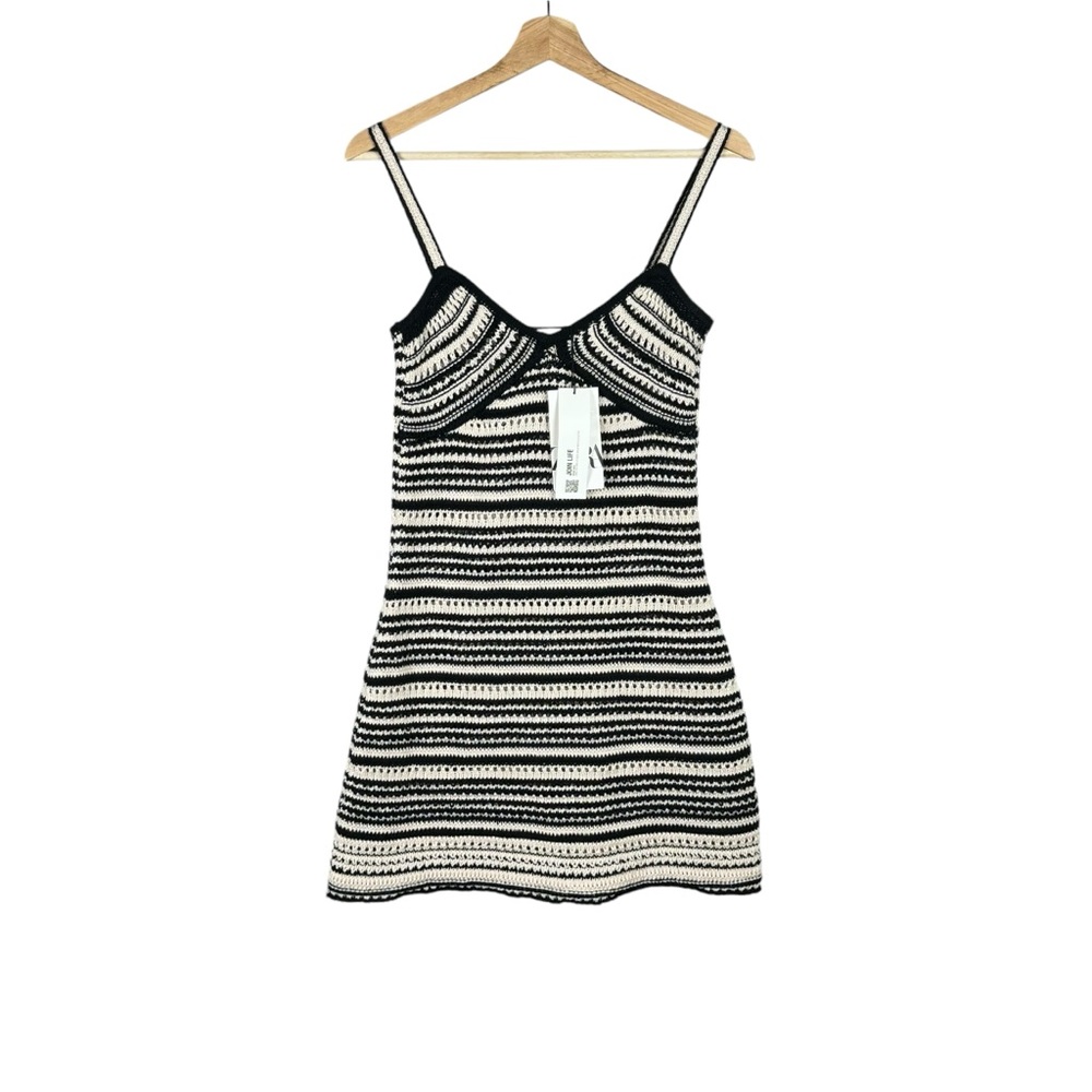 Zara Crochet Dress Black and White Knit Dress Size Small